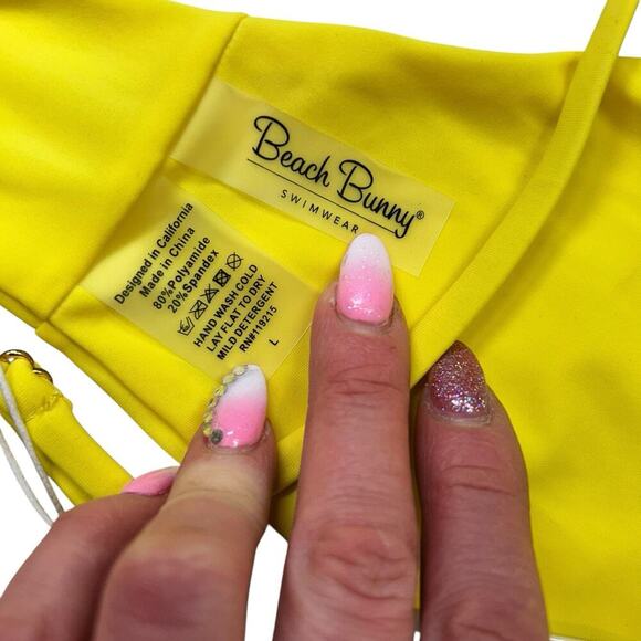 BEACH BUNNY Lexi Bralette Tango BIKINI TOP Size Large Yellow Sunshine NWT $155 - Picture 4 of 7